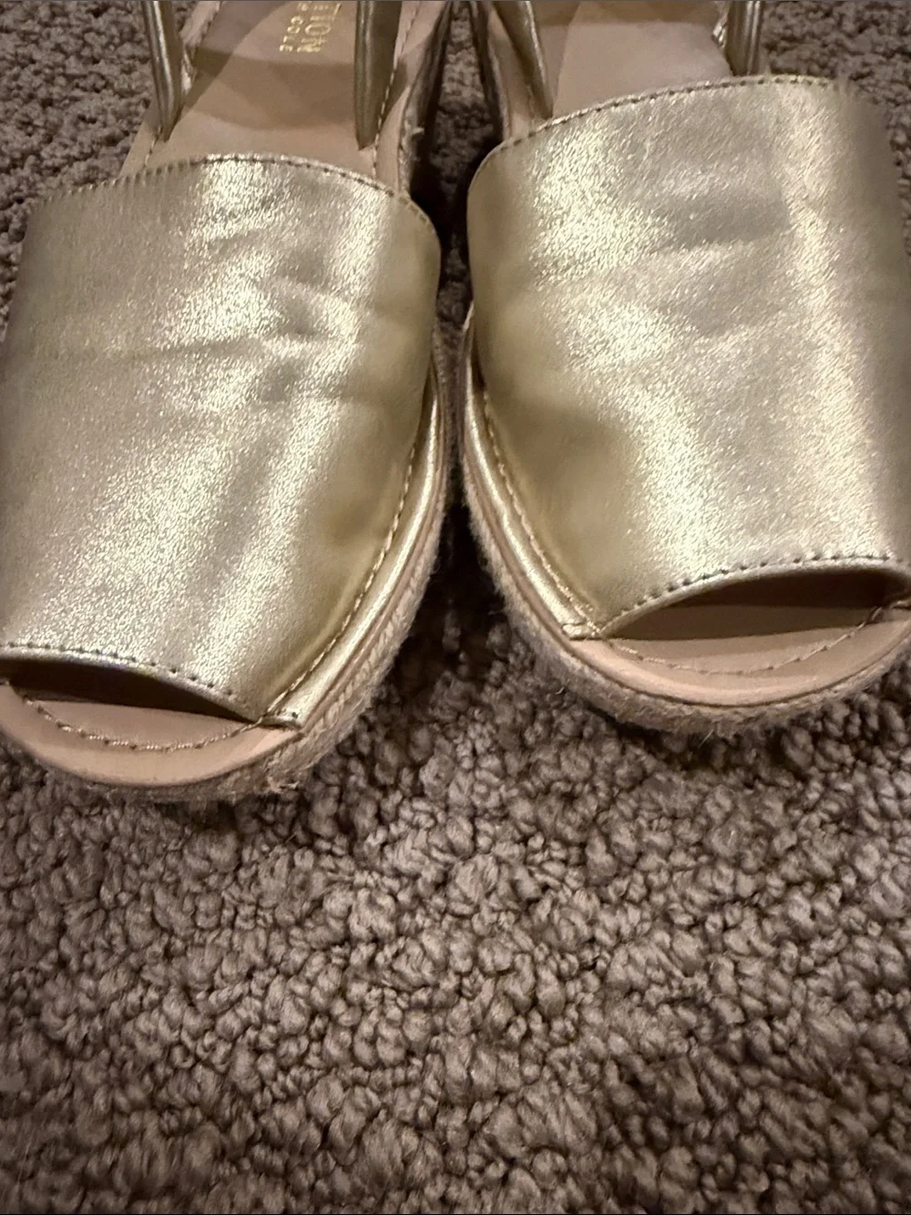 Kenneth Cole reaction gold shimmer slingback espadrilles SIZE 7.5 NWOT